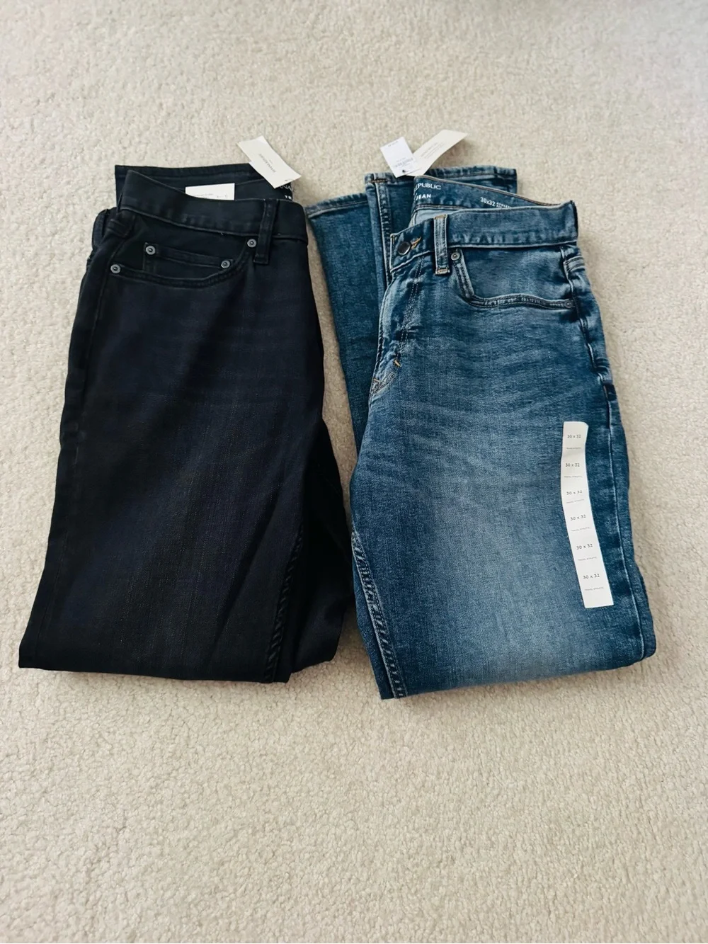 Banana Republic Travel Jean Bundle Men’s Black & Medium Wash Blue Denim